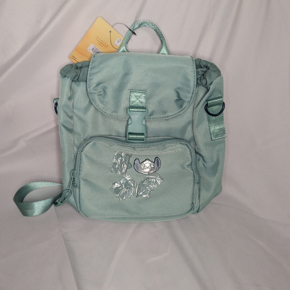 Disney Stitch Convertible Teal Nylon Mini Backpack